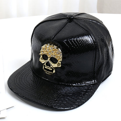 Pattern PU Leather Baseball Cap Hip-hop Fashion Cross