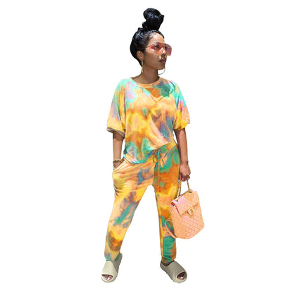 Women's Tie-dye Fashion Home Two-piece Suit