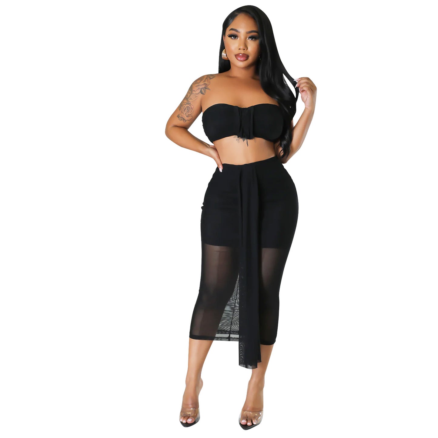 Women's Mesh Chest Wrap Two-piece Set