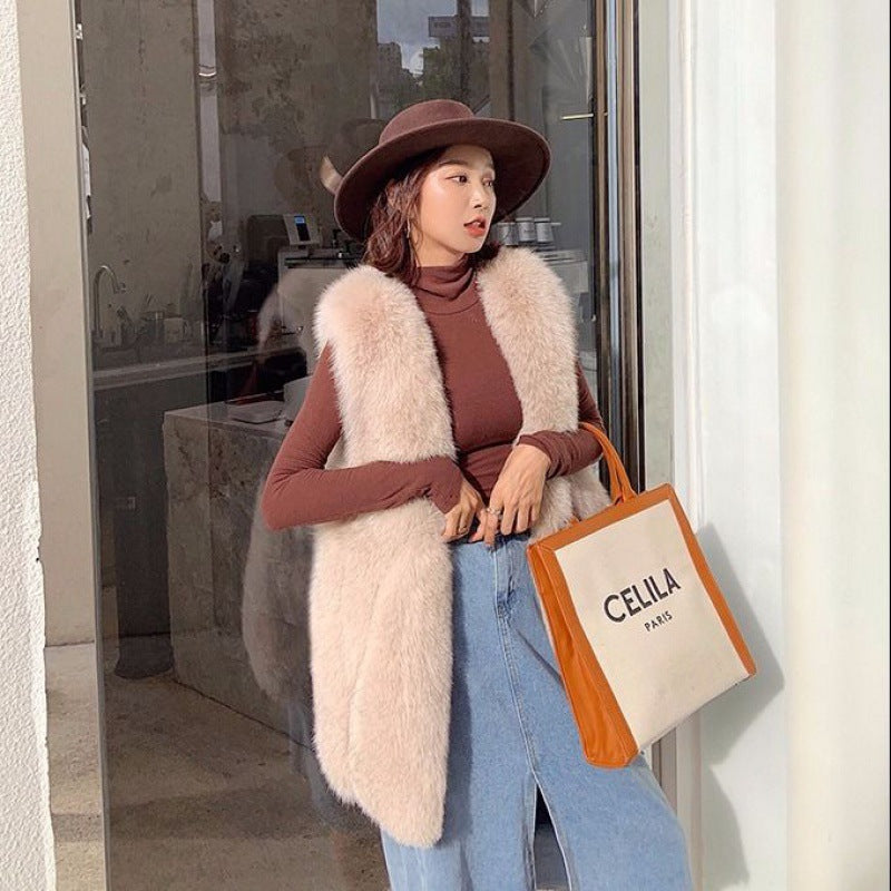 Faux Fur Vest Women's Mid-length Vest Coat