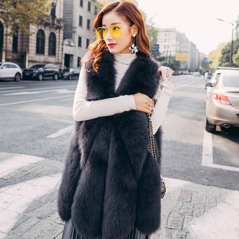 Faux Fur Vest Women's Mid-length Vest Coat