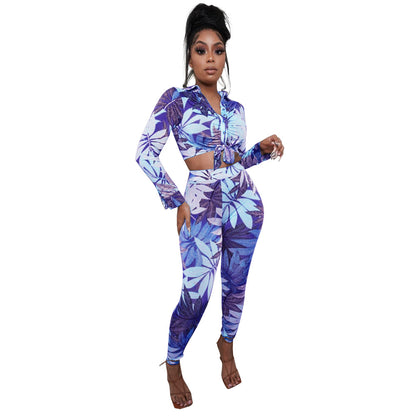 Skinny Print Ladies Two-piece Set