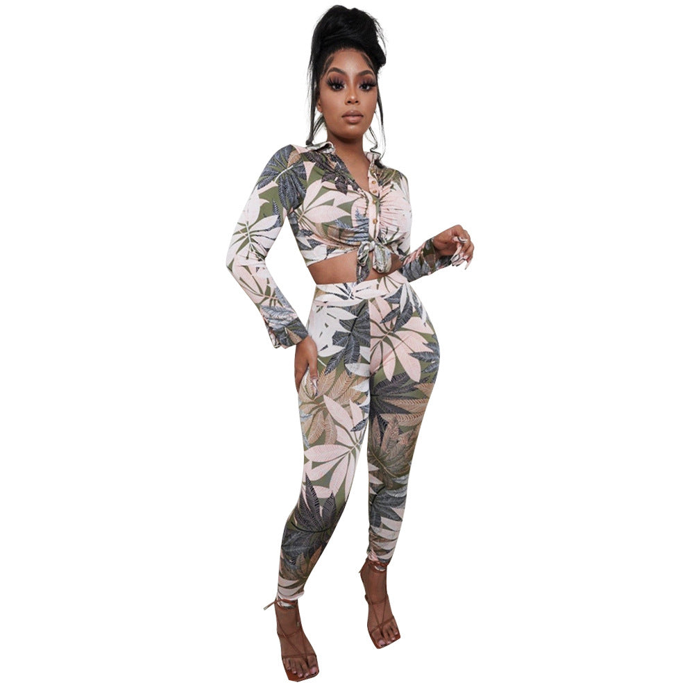 Skinny Print Ladies Two-piece Set