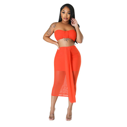 Women's Mesh Chest Wrap Two-piece Set