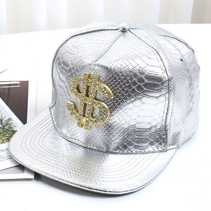 Pattern PU Leather Baseball Cap Hip-hop Fashion Cross