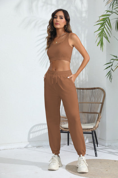 Women's Cropped Tank Top Two-piece Suit Casual