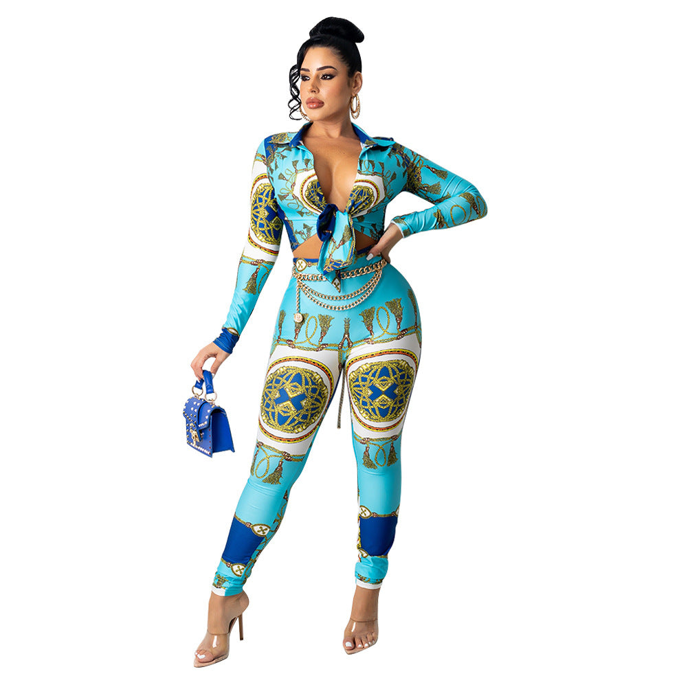 Women's Printed Tight Two-piece Suit