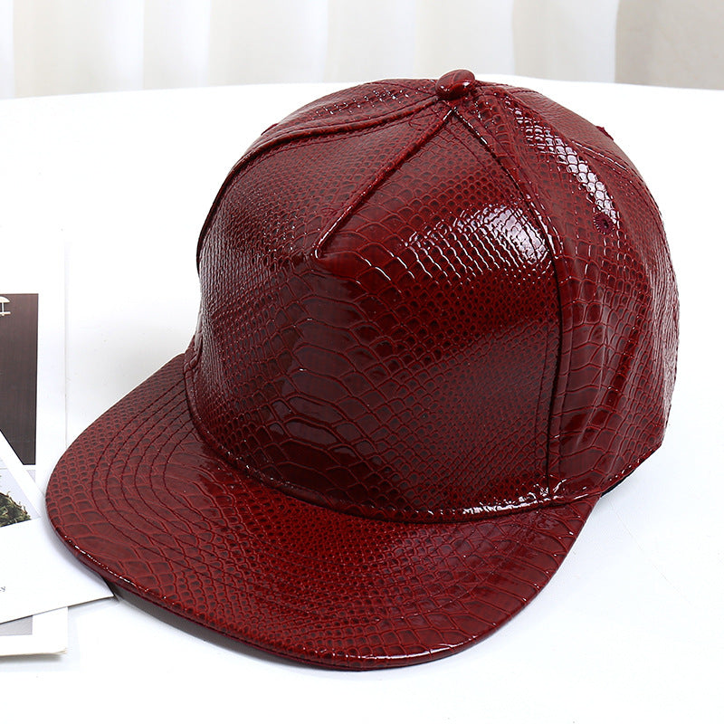 Pattern PU Leather Baseball Cap Hip-hop Fashion Cross