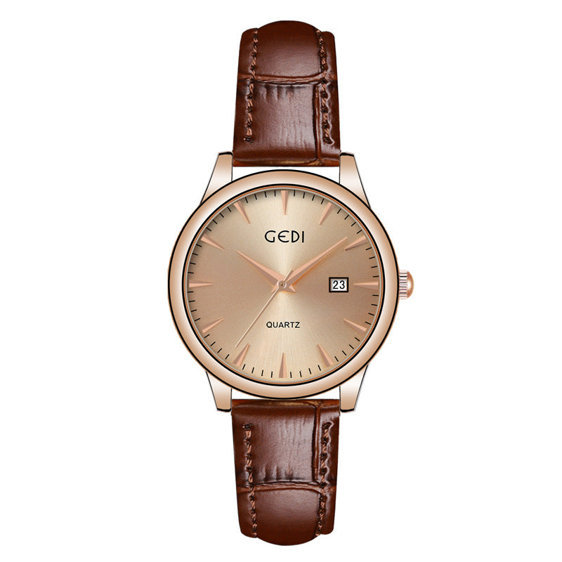 Couple's Simple Calendar Quartz Watch