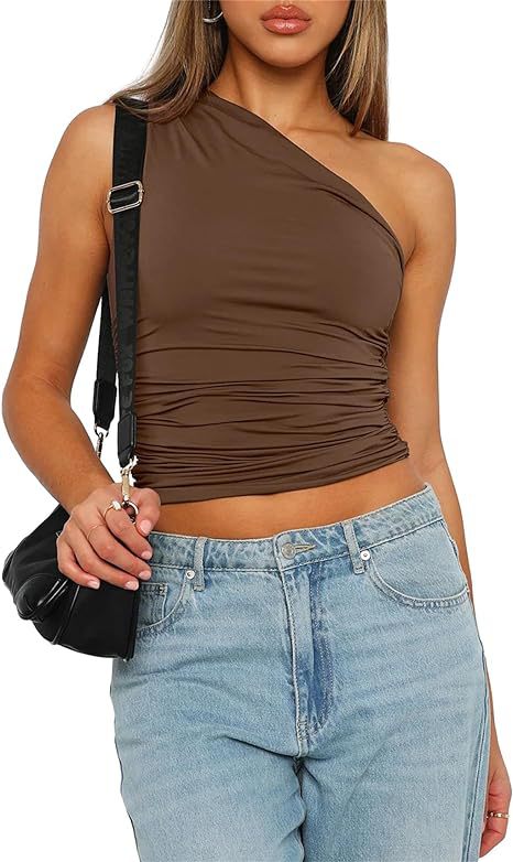 Women's Shoulder Sleeveless T-shirt Design Slim Top