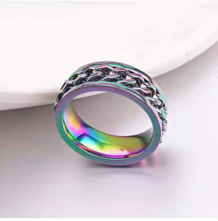 Titanium Steel Chain Rotatable Ring Niche