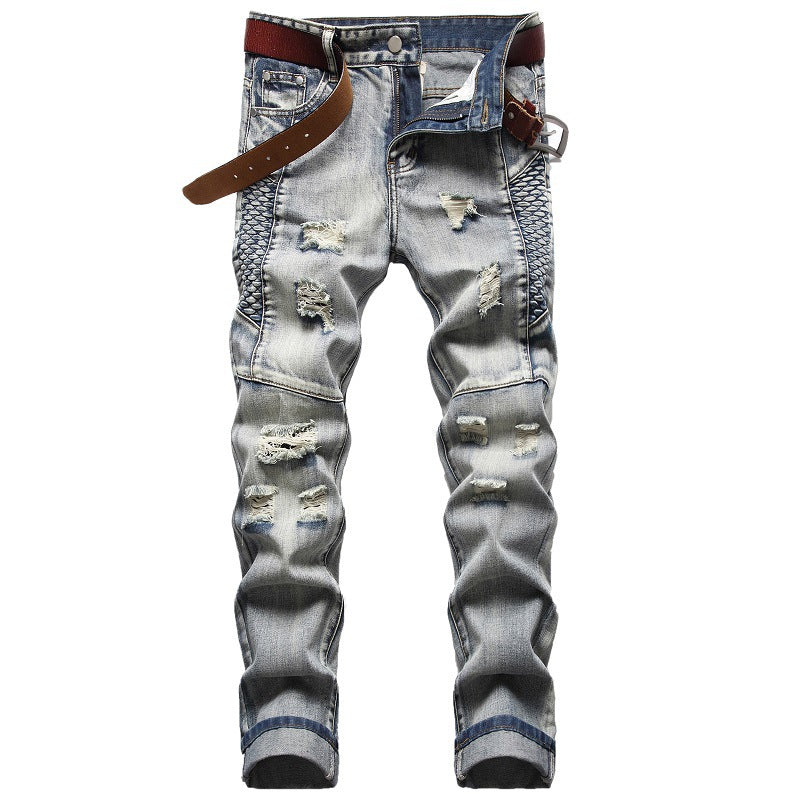 Nostalgic Jeans Ripped Special Embroidered Men's Pants