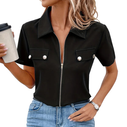 European And American Elegant Zipper Shirt