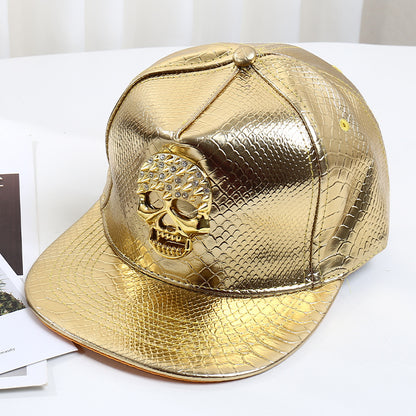 Pattern PU Leather Baseball Cap Hip-hop Fashion Cross