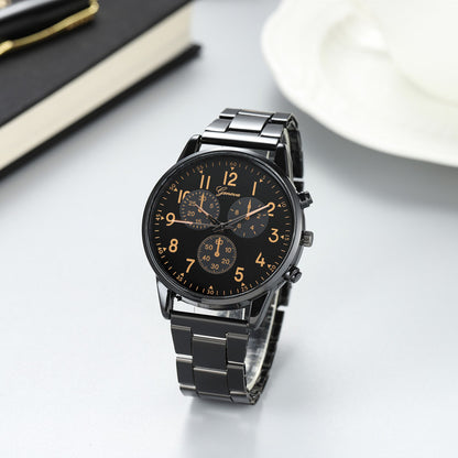 Men's Steel Strap Watch Business Fashion Three-eye Belt