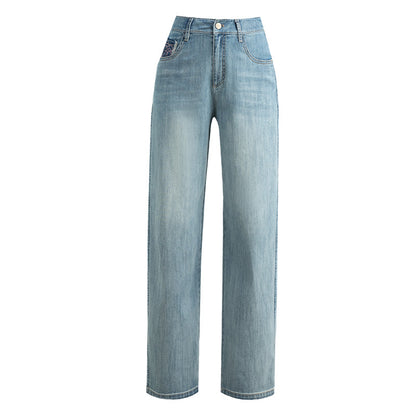 Women's Vintage Blue Straight Wide Leg Jeans