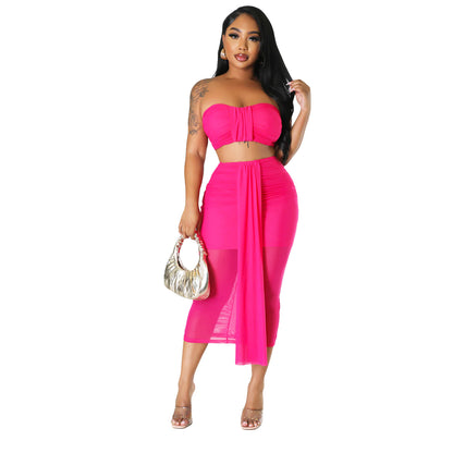 Women's Mesh Chest Wrap Two-piece Set