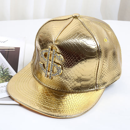 Pattern PU Leather Baseball Cap Hip-hop Fashion Cross