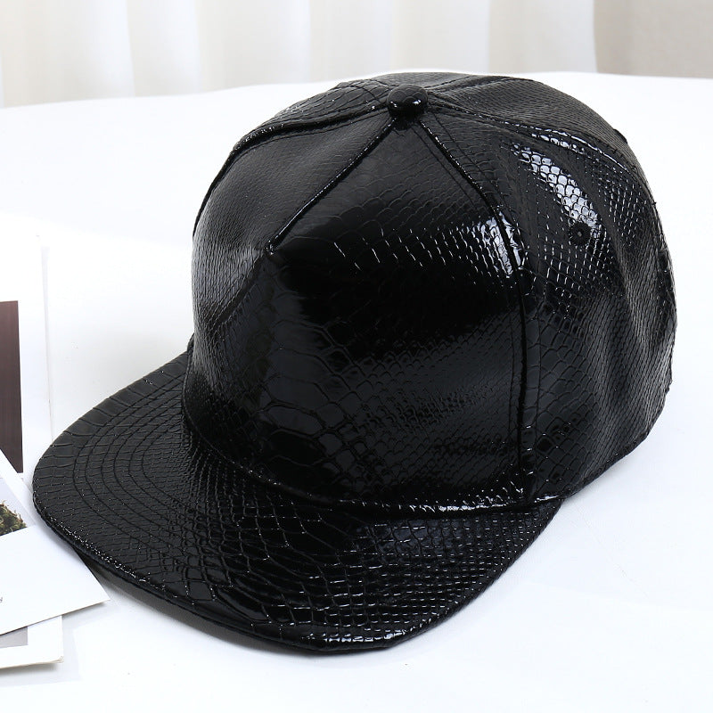 Pattern PU Leather Baseball Cap Hip-hop Fashion Cross