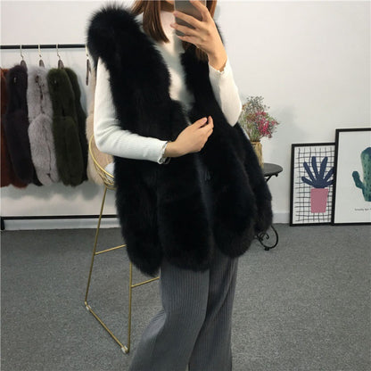 Faux Fur Vest Women's Mid-length Vest Coat