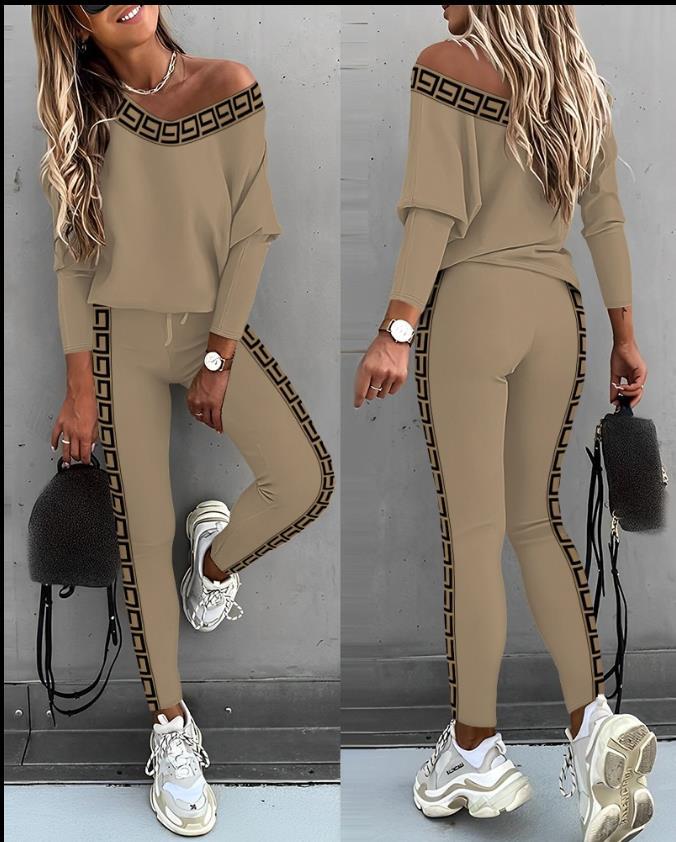 Women's Batwing Long Sleeve Trousers Fashion Two-piece Set