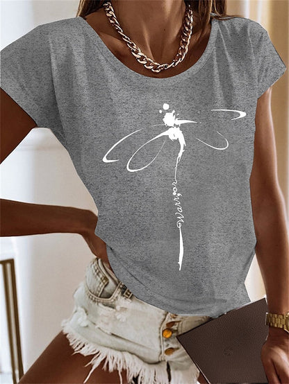 Women's Short-sleeved T-shirt Bamboo Dragonfly 3D Printing