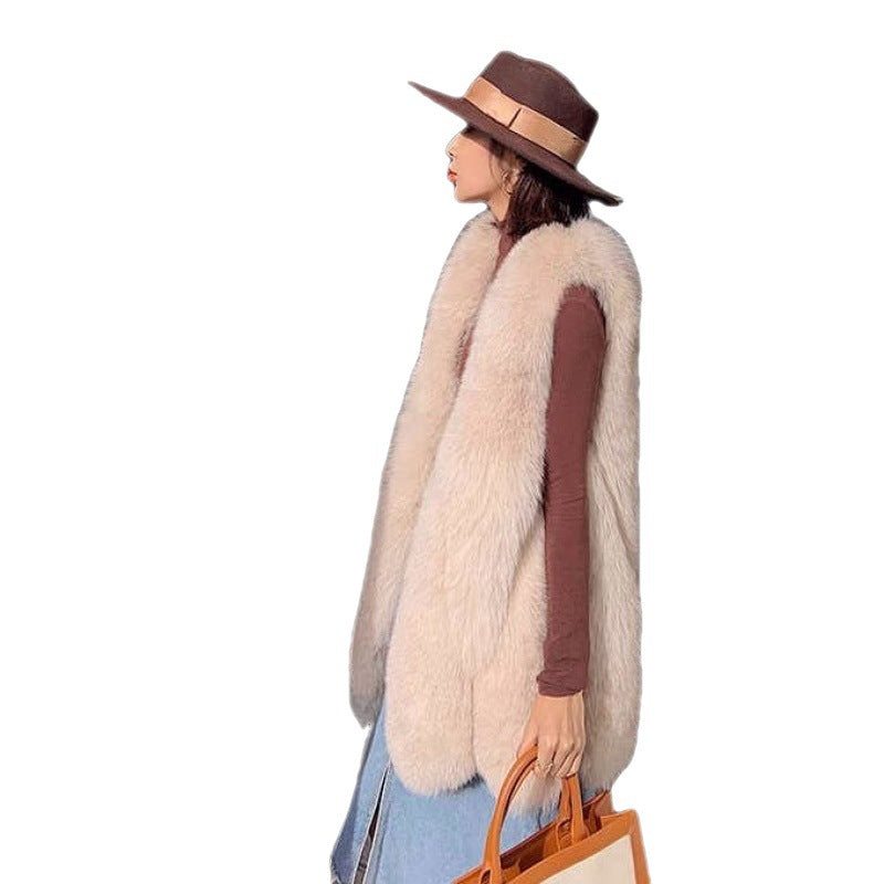 Faux Fur Vest Women's Mid-length Vest Coat