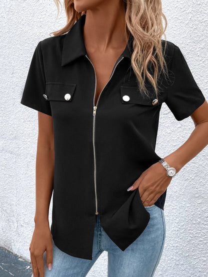 European And American Elegant Zipper Shirt