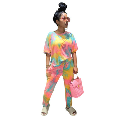 Women's Tie-dye Fashion Home Two-piece Suit