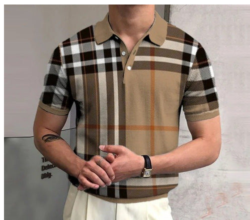 Casual Short-sleeved Digital Printing Zipper Pullover Men's