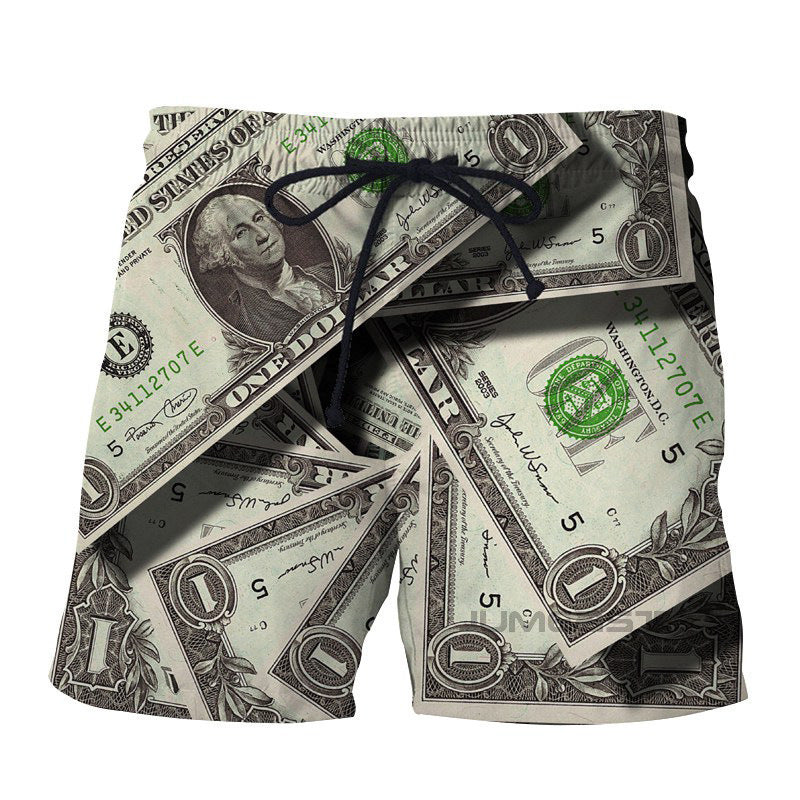 Retro Beach Pants Men's Trendy Coin 3D