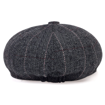 Autumn And Winter Woolen Octagonal Hat Plus Size Newsboy Cap