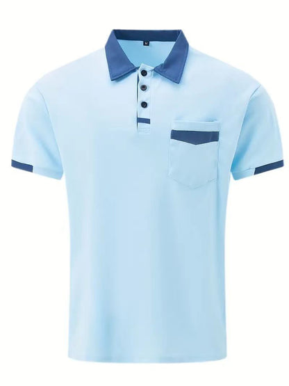 Men's Color Matching Pocket Polo Shirt Sports