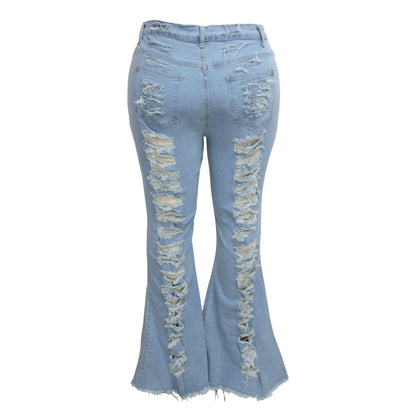 Fashion Trendy Unique Jeans Stretch Plus Size Bell-bottom Pants