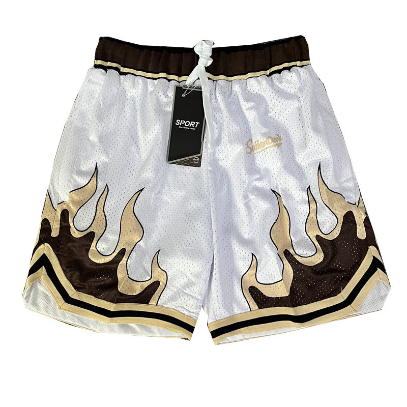 Flame Double Layer Mesh Style For Sports Shorts Men