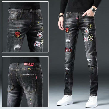 Men's Casual Easy-Matched Eagle Embroidered Jeans