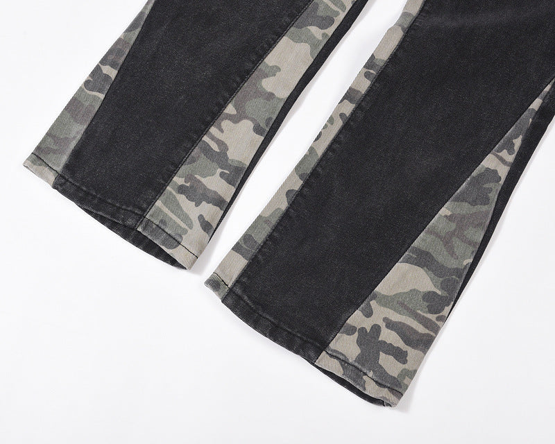 High Street Fashion Brand Washed And Distressed Retro Camouflage Pants