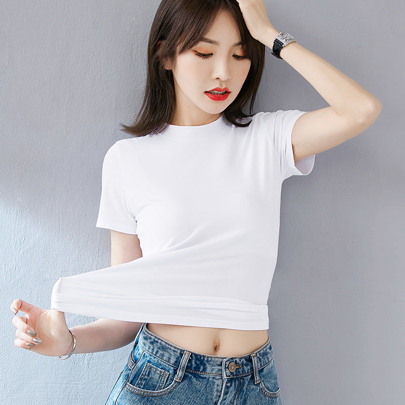 Women's Summer Slim Fit Autumn Korean Style Short Sleeve Cotton