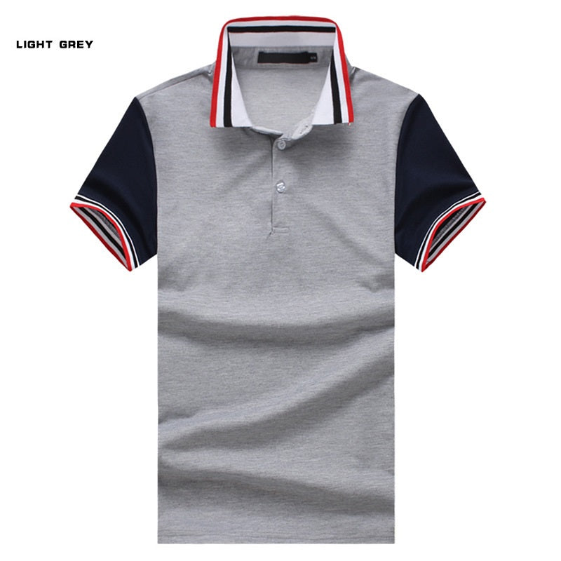 Summer Foreign Trade New Fashion Thread Collar Short Sleeve T-shirt European Size Men's Casual Slim Polo Shirt