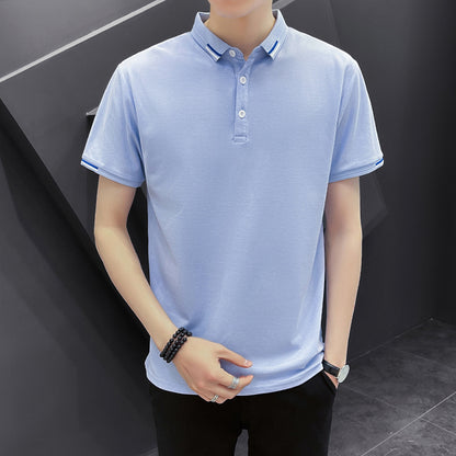 Men's Short-sleeved Polo Shirt Business Summer Korean Style Solid Color Polo Collar T-shirt