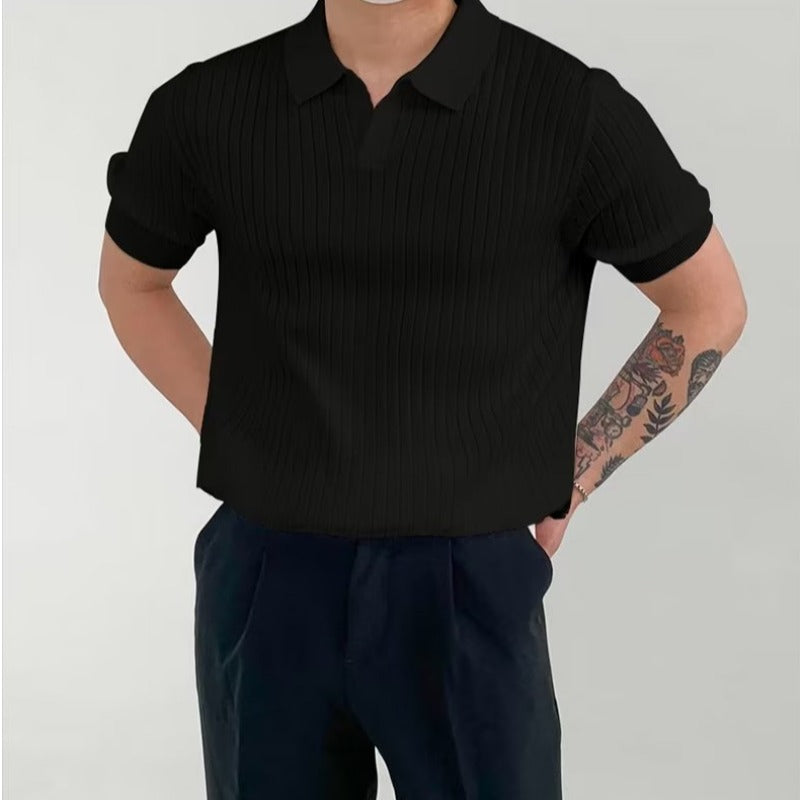 Fashion Polo Shirt Men's Solid Color Half Sleeve Top