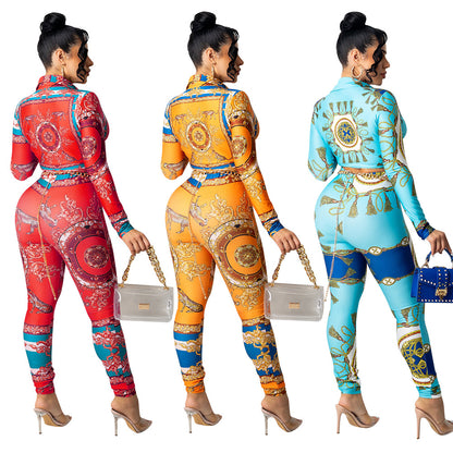 Women's Printed Tight Two-piece Suit