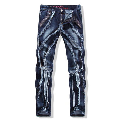 Panelled Statement Jeans Frayed Slim Fit