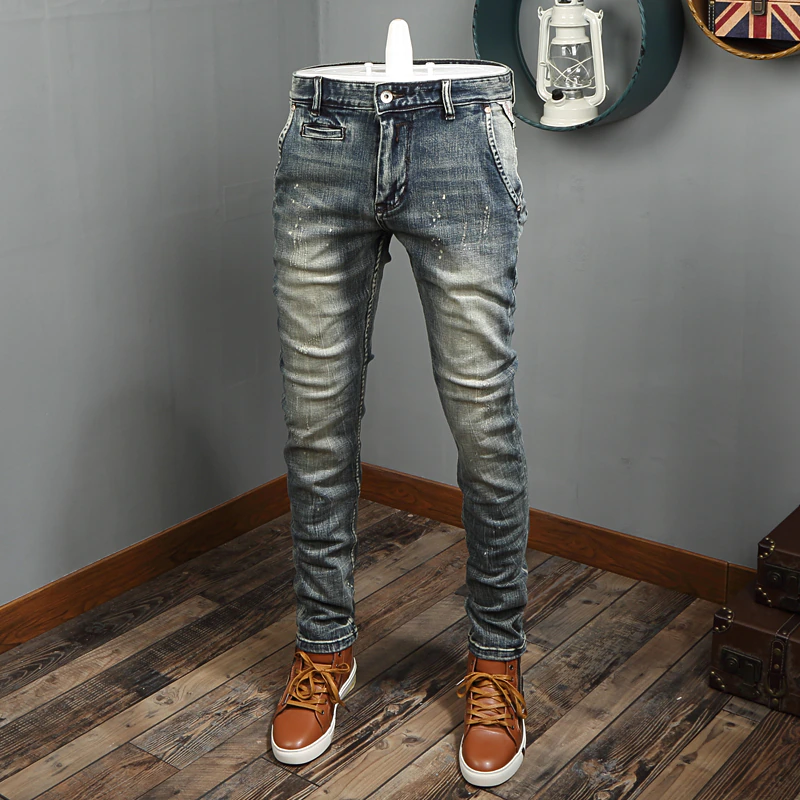 Retro Nostalgic Jeans Spring And Autumn Tide Brand Self-cultivation Korean Version