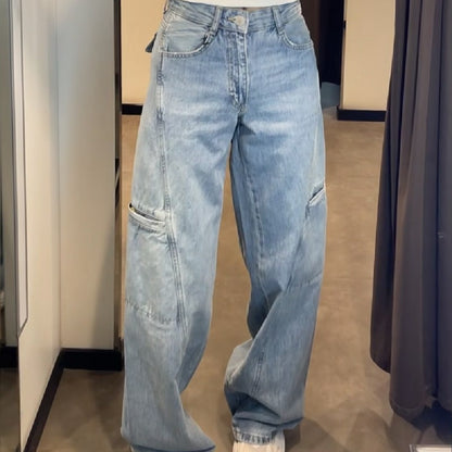 Women's Fashion Denim Straight-leg Trousers