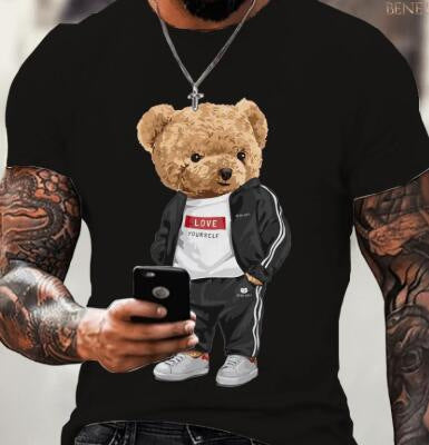 Men's Fashion Casual Animal Bear Printed T-shirt