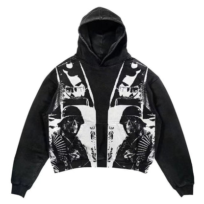 Gothic Casual Letter Explosion Print Men's Clothing Skull Hoodie