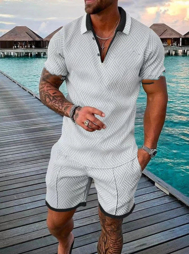 Casual Men's European And American Fashion Men's Polo Shirt Suit