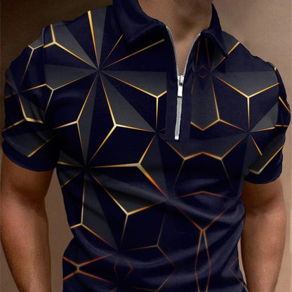 POLO Lapel Casual Short Sleeve 3D Pattern