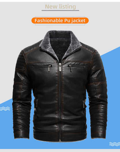 Leather Thickened Artificial Leather Plush Warm Jacket